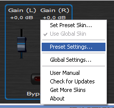 Step 05 - Open the presets settings window for the Gain plug-in